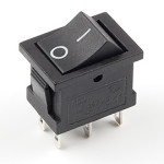Переключатель клавишный малый KCD1-1-202, 6A, 6pin, ON-ON, black