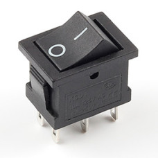 Переключатель клавишный малый KCD1-1-202, 6A, 6pin, ON-ON, black