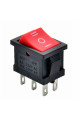 Переключатель клавишный малый KCD1-1-203, 6A, 6pin, ON-OFF-ON, red