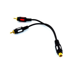 Переходник аудио, гнездо RCA - 2 штекера RCA, гибкий, 0.20м