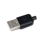 Роз'єм USB, штекер AM, корпус bakelite, пайка на кабель, black