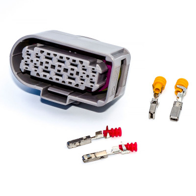 Роз'єм автомобільний герметичний на 14 контактів (2x4pin-1.5 + 2x3pin-2.5), VAG, сірий, комплект