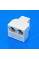 З'єднувач комп'ютерний RJ45 (8р8с), 1 гніздо - 2 гнізда, корпус пластик