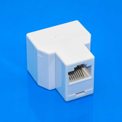З'єднувач комп'ютерний RJ45 (8р8с), 1 гніздо - 2 гнізда, корпус пластик