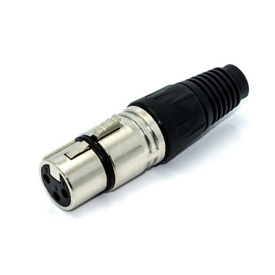 Гніздо XLR 3pin, type 4, корпус металевий, на кабель, чорний