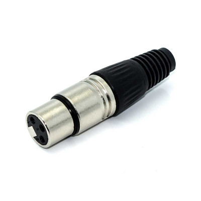 Гніздо XLR 3pin, type 4, корпус металевий, на кабель, чорний
