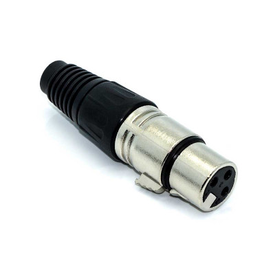 Гніздо XLR 3pin, type 4, корпус металевий, на кабель, чорний