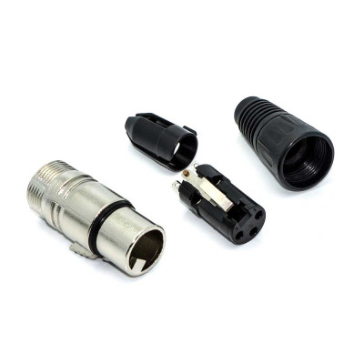 Гніздо XLR 3pin, type 4, корпус металевий, на кабель, чорний
