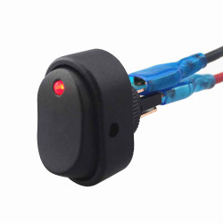 Переключатель авто, ASW-20D овальный, подсветка 12V, 20А, 3pin, Red