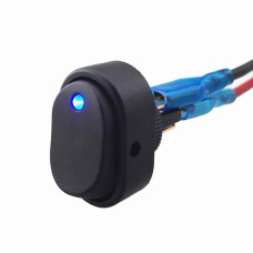 Переключатель авто, ASW-20D овальный, подсветка 12V, 20А, 3pin, Blue