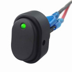 Переключатель авто, ASW-20D овальный, подсветка 12V, 20А, 3pin, Green
