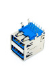 Гніздо USB x 2 AF 3.0, монтажне в плату, горизонтальне, USB-3AF2-2