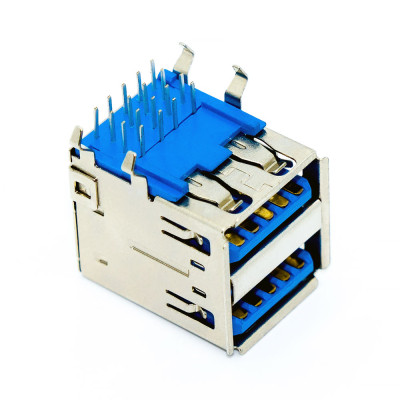 Гніздо USB x 2 AF 3.0, монтажне в плату, горизонтальне, USB-3AF2-2
