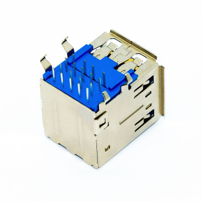 Гніздо USB x 2 AF 3.0, монтажне в плату, горизонтальне, USB-3AF2-2