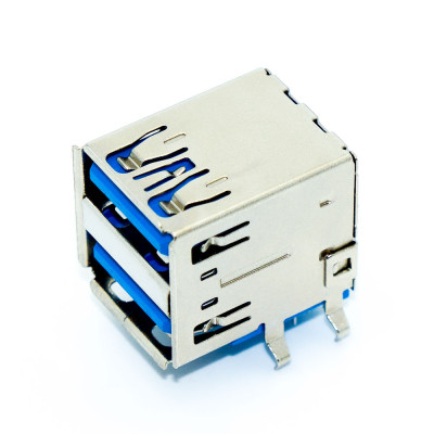 Гніздо USB x 2 AF 3.0, монтажне в плату, горизонтальне, USB-3AF2-2