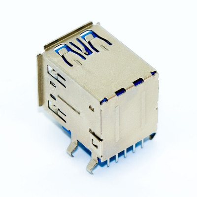 Гніздо USB x 2 AF 3.0, монтажне в плату, горизонтальне, USB-3AF2-2
