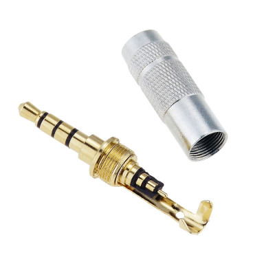 Штекер 3.5мм 4pin (male), gold, корпус metal silver