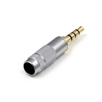Штекер 3.5мм 4pin (male), gold, корпус metal silver
