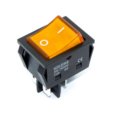 Перемикач широкий KCD2-201N-B, 30A, led 220V, 4pin, Yellow