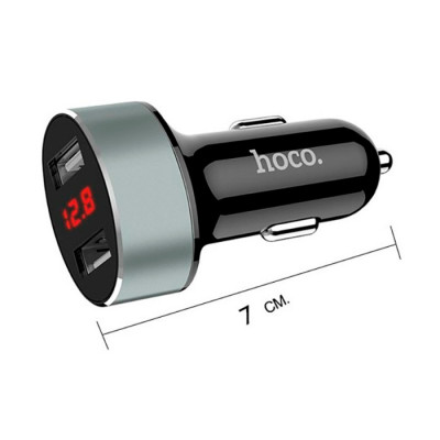 Автомобільний зарядний пристрій USB, Z26, hoco. (USB х 2, 2.1A), LCD Display, high praise