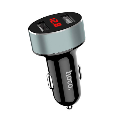 Автомобільний зарядний пристрій USB, Z26, hoco. (USB х 2, 2.1A), LCD Display, high praise