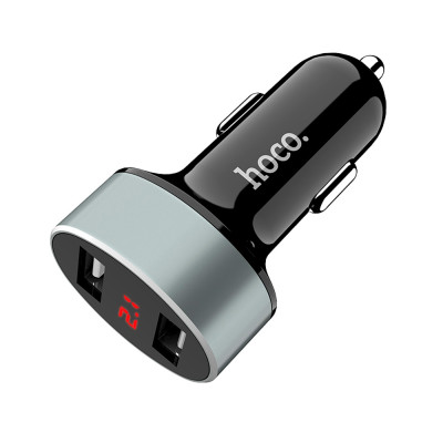 Автомобільний зарядний пристрій USB, Z26, hoco. (USB х 2, 2.1A), LCD Display, high praise