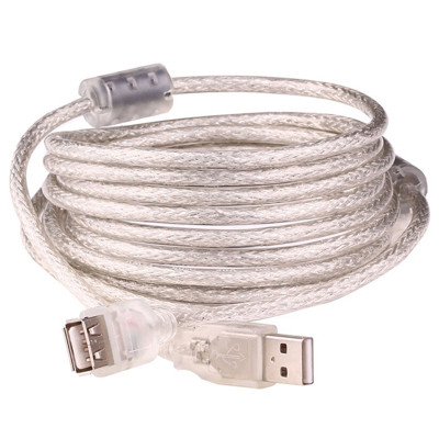 Подовжувач USB, штекер АM - гніздо АF, прозорий, ферит, v.2.0, довжина-10м
