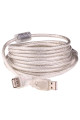 Подовжувач USB, штекер АM - гніздо АF, прозорий, ферит, v.2.0, довжина-10м