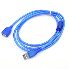 Подовжувач USB, штекер АM - гніздо АF, прозорий, ферит, v.2.0, 10м