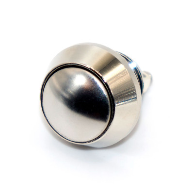 Кнопка антивандальна GQ12B, випукла, IP67, без фіксації OFF-(ON), 2pin, metal