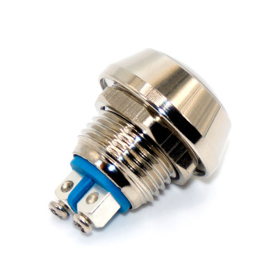 Кнопка антивандальна GQ12B, випукла, IP67, без фіксації OFF-(ON), 2pin, metal