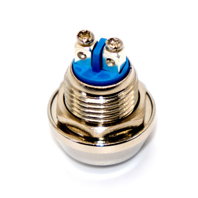 Кнопка антивандальна GQ12B, випукла, IP67, без фіксації OFF-(ON), 2pin, metal