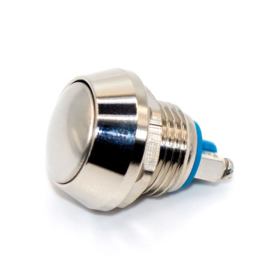 Кнопка антивандальна GQ12B, випукла, IP67, без фіксації OFF-(ON), 2pin, metal