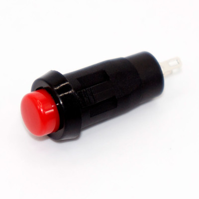 Кнопка без фіксації DS-213K, 10мм, OFF-(ON), 2pin, пластик, червона