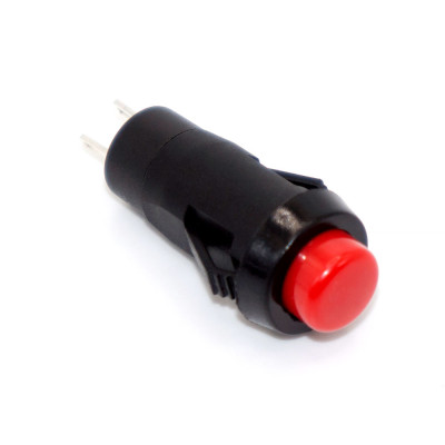 Кнопка без фіксації DS-213K, 10мм, OFF-(ON), 2pin, пластик, червона