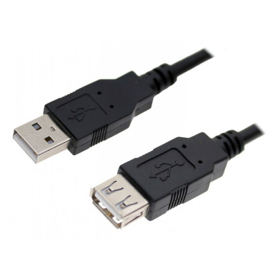 Подовжувач USB, штекер АM - гніздо АF, кабель чорний 0.2м, v.2.0