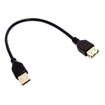 Подовжувач USB, штекер АM - гніздо АF, кабель чорний 0.2м, v.2.0