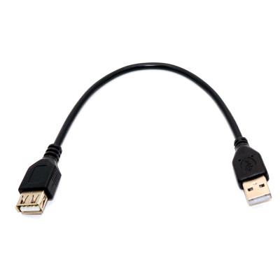 Подовжувач USB, штекер АM - гніздо АF, кабель чорний 0.2м, v.2.0