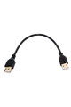 Подовжувач USB, штекер АM - гніздо АF, кабель чорний 0.2м, v.2.0
