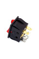 Перемикач клавішний подвійний KCD2-5-2101N, 15A, 6pin, підсвічування 220V, червоний
