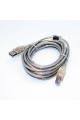 Кабель USB принтерний, штекер AM - штекер BM, ферит, v.2.0, прозорий, довжина-10м