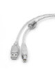 Кабель USB принтерний, штекер AM - штекер BM, ферит, v.2.0, прозорий, довжина-10м