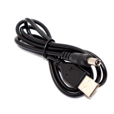 Шнур USB живлення DC, штекер 5.5х2.5мм - штекер USB, чорний, 1.0м