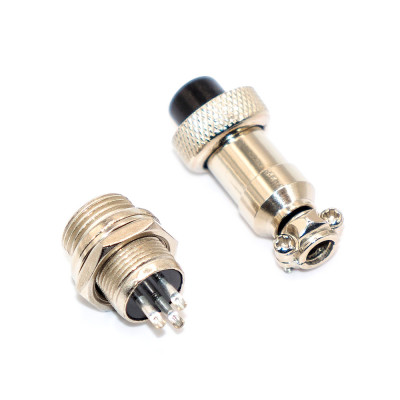 Разъём DC, комплект питания GX12 (штекер + гнездо), 3pin, 12мм