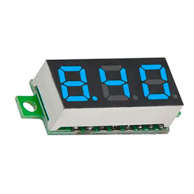 Цифровой вольтметр DC2.4-30V, LED дисплей 23х10х6мм, с кабелем 2pin, Blue
