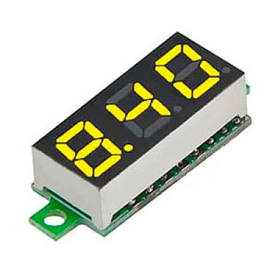 Цифровой вольтметр DC2.4-30V, LED дисплей 23х10х6мм, с кабелем 2pin, Yellow