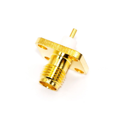 Гніздо SMA (female) standard, монтажне 4 отвори, корпус 12.7х12.7мм, латунь, gold