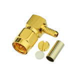 Разъём SMA, штекер SMA (male) standard угловой, обжимной на кабель RG-174, gold