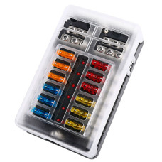 Роз'єм для авто, блок для запобіжників П - образних на 12 FUSE, LED, кріплення 4 отвори