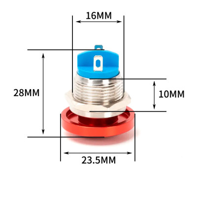 Кнопка Anti-Vandal high Button GQ16D "гриб", 16мм, без фіксації, 2pin, OFF-(ON), гвинт